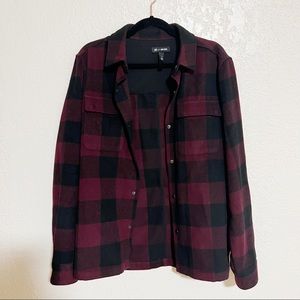BP x Alex Costa / maroon red plaid thick flannel jacket size medium